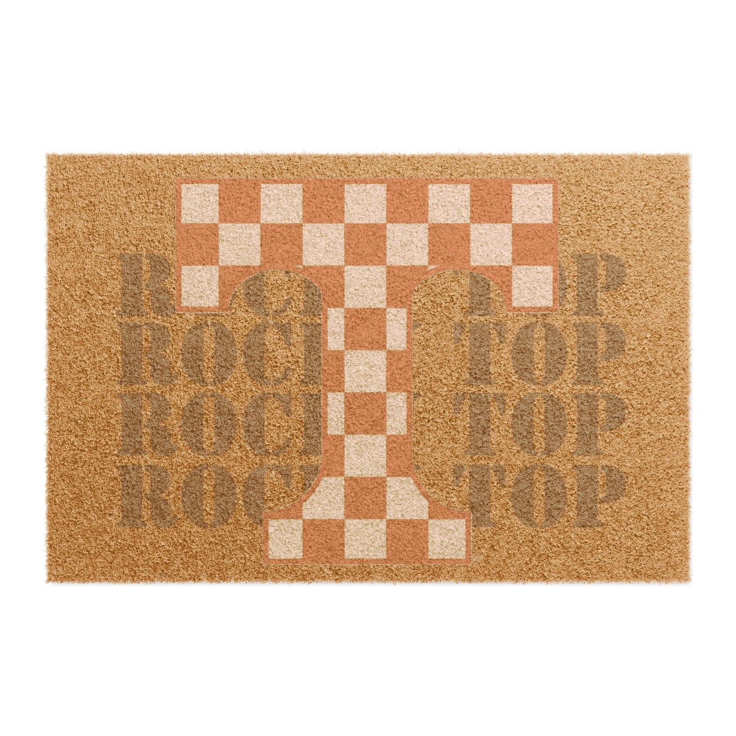 Checkered Monogram T Doormat | Coir Welcome Mat, Tennessee Inspired