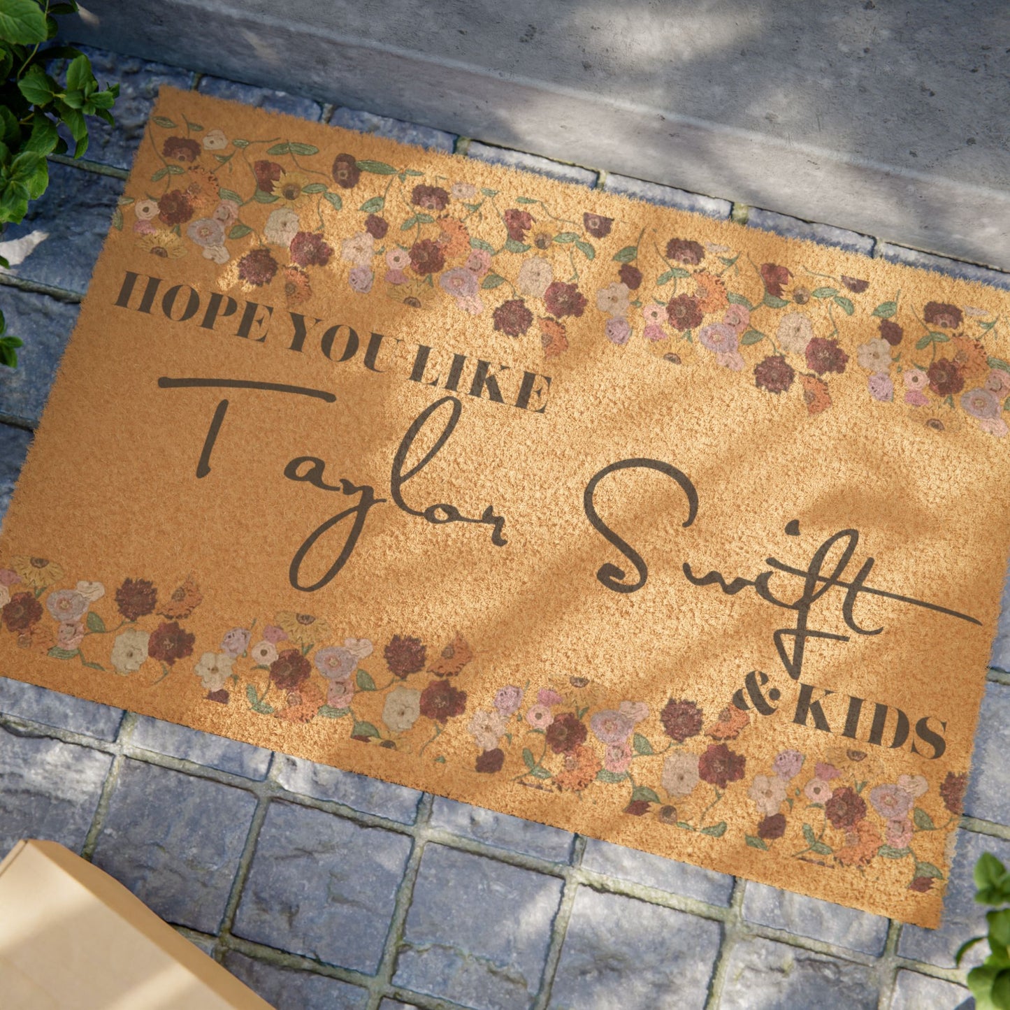 Swiftie Doormat — Floral “Hope You Like TS & Kicks” Welcome Mat